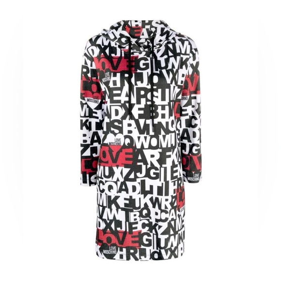Love Moschino Alphabet Logo Print Hooded Long Sleeves Art To Wear Shirt Dress - Picture 3 of 15